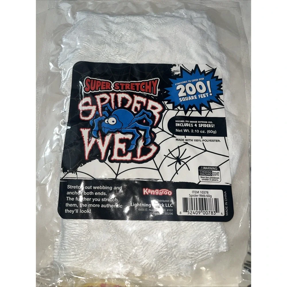200 sq. ft. Halloween Supplies Spider Web‎ with Plastic Spiders - Outdoor/Indoor